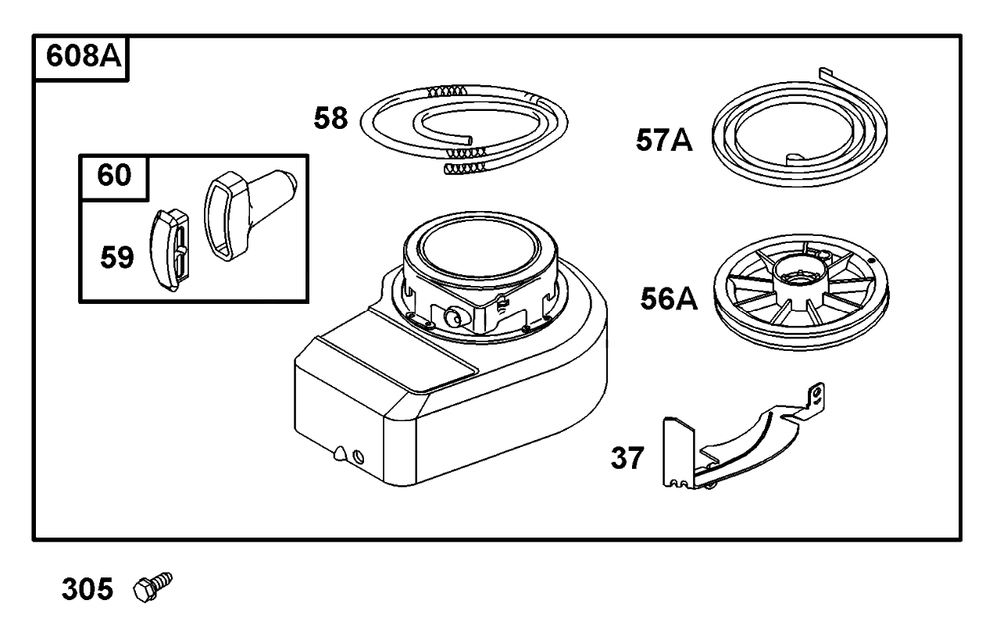 Blower Housing And Rewind Group Diagram and Parts List for 10C902-2033-XX  Briggs and Stratton Engine